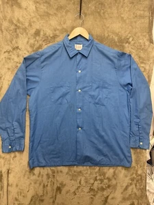 Vtg Penneys Towncraft Loop Collar Button Up Shirt Size Large 16-16.5 Blue - Picture 1 of 10