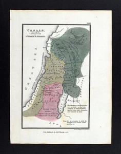 1823 Palmer Map Canaan Captivity Judah Israel Old Testament Bible Jerusalem - Picture 1 of 4