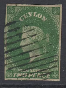 SG 3 Ceylon 1857-59. 3d grün. Sehr fein gebraucht. 4 gute Ränder. - Bild 1 von 1