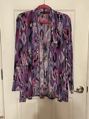 Bob Mackie фиолетовый мульти печать драпировки спереди вязаный кардиган размер 1XL - Изображение 1 из 4