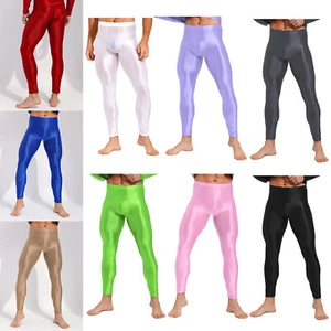 UK Mens Shiny Workout Bottoms Gym Yoga Skinny Pants Ballet Dance Tight Trousers - Picture 1 of 105