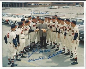 Milwaukee Braves Signed Auto 8x10 Photo With 5 Autographs Including Warren Spahn - Picture 1 of 1