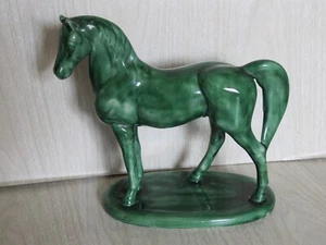 VTG Handmade Green Glazed Chinese Tang Dynasty Fung Shui Horse Decor 9"x 8" READ - Picture 1 of 12