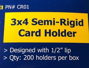 25 x CR-01 3"x4" Semi-Rigid Card Holder with 1/2" Lip + Free Penny Sleeves - Picture 1 of 1