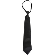5X(Men Solid Black Polyester Zip Up Necktie Smooth Zipper Tie I2R1)