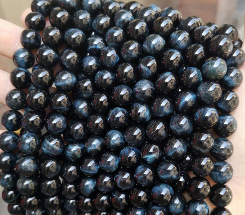 4/6/8/10/12/14 mm piedras preciosas naturales ojo de tigre cuentas sueltas redondas 15"" Chatoyant Foto 1 de 4