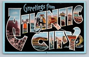 GREETINGS FROM ATLANTIC CITY NEW JERSEY LARGE LETTER POSTCARD - Picture 1 of 2