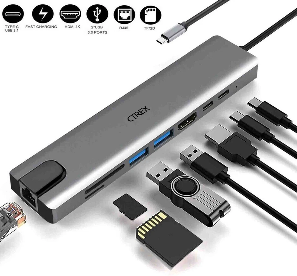 USB C HUB Type-C to USB 3.0 4K HDMI SD/TF PD Port Thunderbolt MacBook Phones - Image 1 of 4