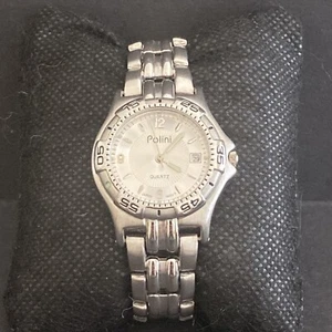Vintage Polini Quartz Japan Movt Edelstahl Gliederband Armbanduhr Datum  - Bild 1 von 9