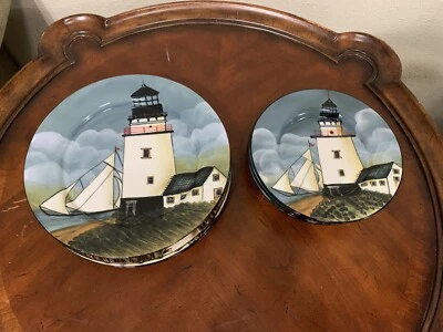 Juego de 8 platos de cena y ensalada David Carter Brown by The Sea gres Sakura Foto 1 de 4