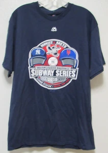 MWT MLB Majestic New York Yankees/Mets Subway Series 2015 Camiseta Talla Azul LG - Imagen 1 de 3