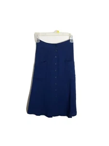 Highline Collective Midi Rock Gr. XS dunkelblau Knopfleiste Krepp Taschen A-Linie - Bild 1 von 5