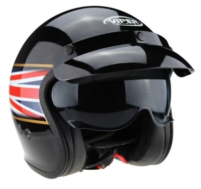 VIPER RS-V06 OPEN FACE SCOOTER MOTORCYCLE RETRO HELMET BRITISH UNION JACK FLAG - Изображение 1 из 4