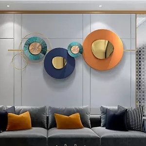 Gold Metal Wall Decor Art Wall Hanging Home Decorations Modern Round Wall Art - Picture 1 of 7