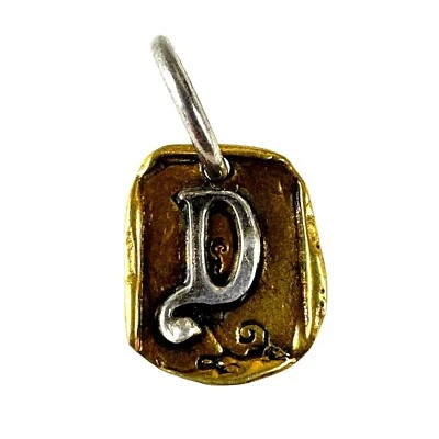 Waxing Poetic Sterling Silver Brass Gothic Insignia Charm "D" Monogram Initial - Image 1 of 2
