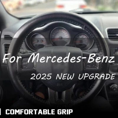 Cubierta de volante de 15" de cuero genuino para Mercedes-Benz negra nueva Foto 1 de 4