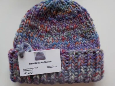 100% Italian Wool - Hand Knit Hat/Beanie - Rowan Country Yarn - 2 Sizes 4 Colors - Image 1 of 4