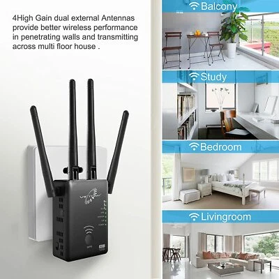 VICTONY Dual Band WiFi Range Extender 1200Mbps ~ Signal Booster  - Image 1 of 4