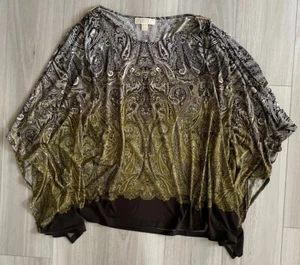 Michael Kors Size XL Paisley Kimono Cold Shoulder Top - Picture 1 of 10