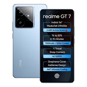 realme GT 7 Factory Unlocked-Dual SIM-12GB RAM 512GB Storage-MTK Dimensity 9400e - Picture 1 of 9