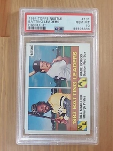 1984 TOPPS NESTLE HAND CUT #131 Wade Boggs / B Madlock HOF PSA 10 Batting Ldrs - Picture 1 of 2