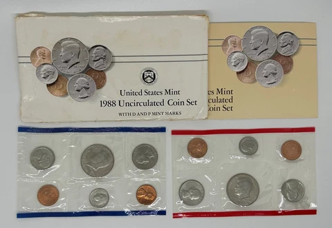 1988 US Mint Set Uncirculated P & D Coin Set, 12 Coins Cover