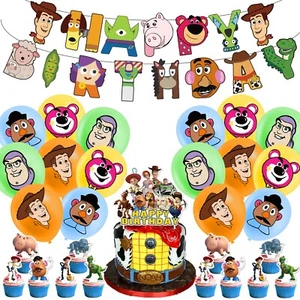 Disney Toy Story Theme Birthday Party Supplies Set Banner Balloon Cake Toppers - Picture 1 of 5
