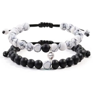2 Pcs Magnetic Couple Bracelets Matching Heart Charms Adjustable Relationship Di - Picture 1 of 7