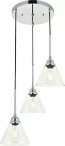 Elegant Lighting LD4017D18C Histoire Chrome 3 Light 18" Wide Multi Light Pendant - Picture 1 of 1