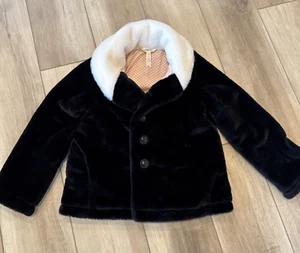 Matilda Jane Just Imagine Artis Faux Fur Button Zip Front Coat Girls Size 8 NICE - Picture 1 of 12