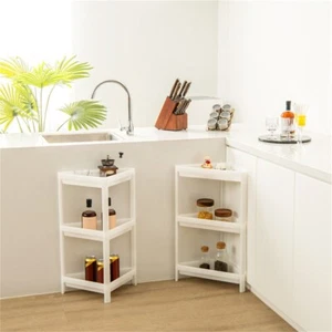 2-piece Lightweight 3-Tier Storage Shelf Corner Bathroom Rack Space Saving - Picture 1 of 10