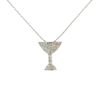 14KT. Colgante/dije de cristal Martini de oro blanco y diamantes (12 x 15 mm) Foto 1 de 4