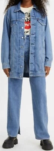 Levi's X Ganni Shirred Women's Trucker Dress Oversized Jacket Denim M 874890000 - Picture 1 of 3