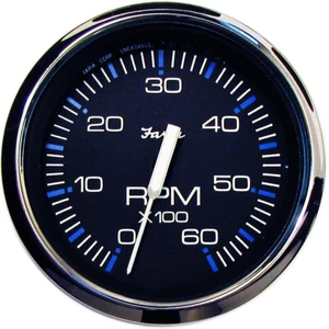 Faria 33710 Chesapeake Stainless Steel Black 0-6000 RPM Tachometer TC9785 - Picture 1 of 3