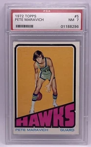 1972 Topps Basketball #5 Pete Maravich Atlanta Hawks HOF PSA 7 NM - Picture 1 of 2