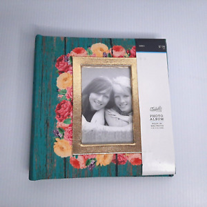 Photo Journaling Album Holds 160 4"x6" Photos Photo Pockets Green Floral Gold