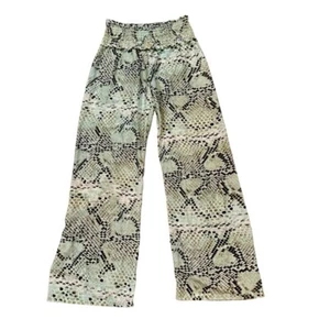 Agua Bendita Cobra Snake Wide Leg Smocked Sheer Palazzo Pants Cover Up Lrge $210 - Picture 1 of 7