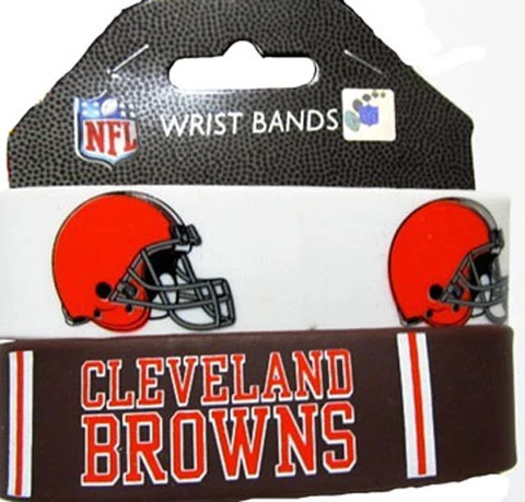 CLEVELAND BROWNS SILICONE WRIST BANDS BRACELETS NEW 2 PACK Cover
