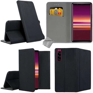 Housse etui coque pochette portefeuille pour Sony Xperia 5 + verre trempe - Photo 1/2