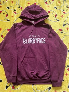 Twenty One Pilots My Name Is Blurry Face Maroon Hoodie Hooded Jumper Sz M - Picture 1 of 2
