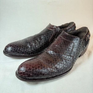 VERO CUOIO REDDISH BROWN RARE PYTHON SKIN SLIPON DRESS SHOES MENS EU 46 US 12 1H - Picture 1 of 19