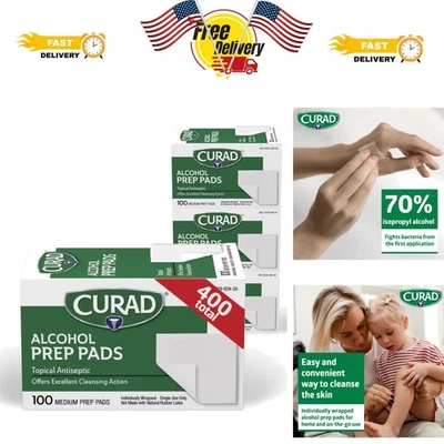 400 almohadillas de preparación de alcohol isopropílico envueltas individualmente para primeros auxilios y limpieza Foto 1 de 4