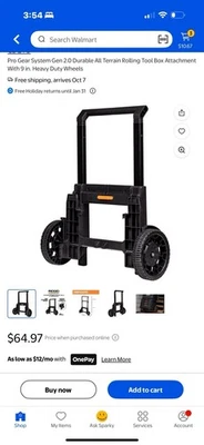 RIDGID Rolling Tool Box Cart 9in Wheels Pro Gear 2.0 Attachment Heavy Duty Resin - Image 1 of 4