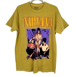 Officially Licensed Nirvana Grunge Tee Yellow Acid Wash Large Vintage Style - Picture 1 of 8