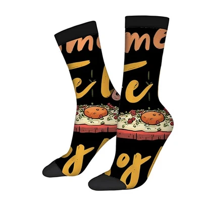 Модные носки унисекс (2 пары) - веселый дизайн пиццы с травами ярких цветов  - Изображение 1 из 4