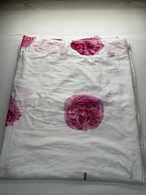 Sábana plana Yves Delorme Full/Queen rosas rosadas 106" x 88" Foto 1 de 4