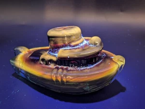 Vintage Boyd Glass Cadmium Rubina Teddy Tugboat UV Reactive EUC - Picture 1 of 5