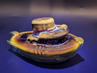 Vintage Boyd Glass Cadmium Rubina Teddy Tugboat UV Reactive EUC - Image 1 of 4