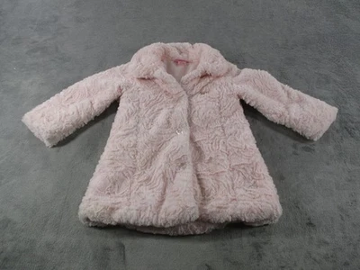 Juicy Couture Coat Girls 4T Pink Faux Fur Button Up Dressy Satin Lined Plush - Image 1 of 4