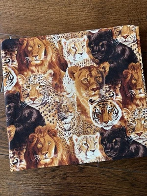 Robert Kaufman Lion Leopard Cotton Fabric - 1 Yard - Vintage - Image 1 of 3